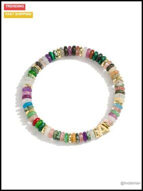 14K Gold Filled Natural Gemstone Stretch Bracelet Women Boho Stackable
